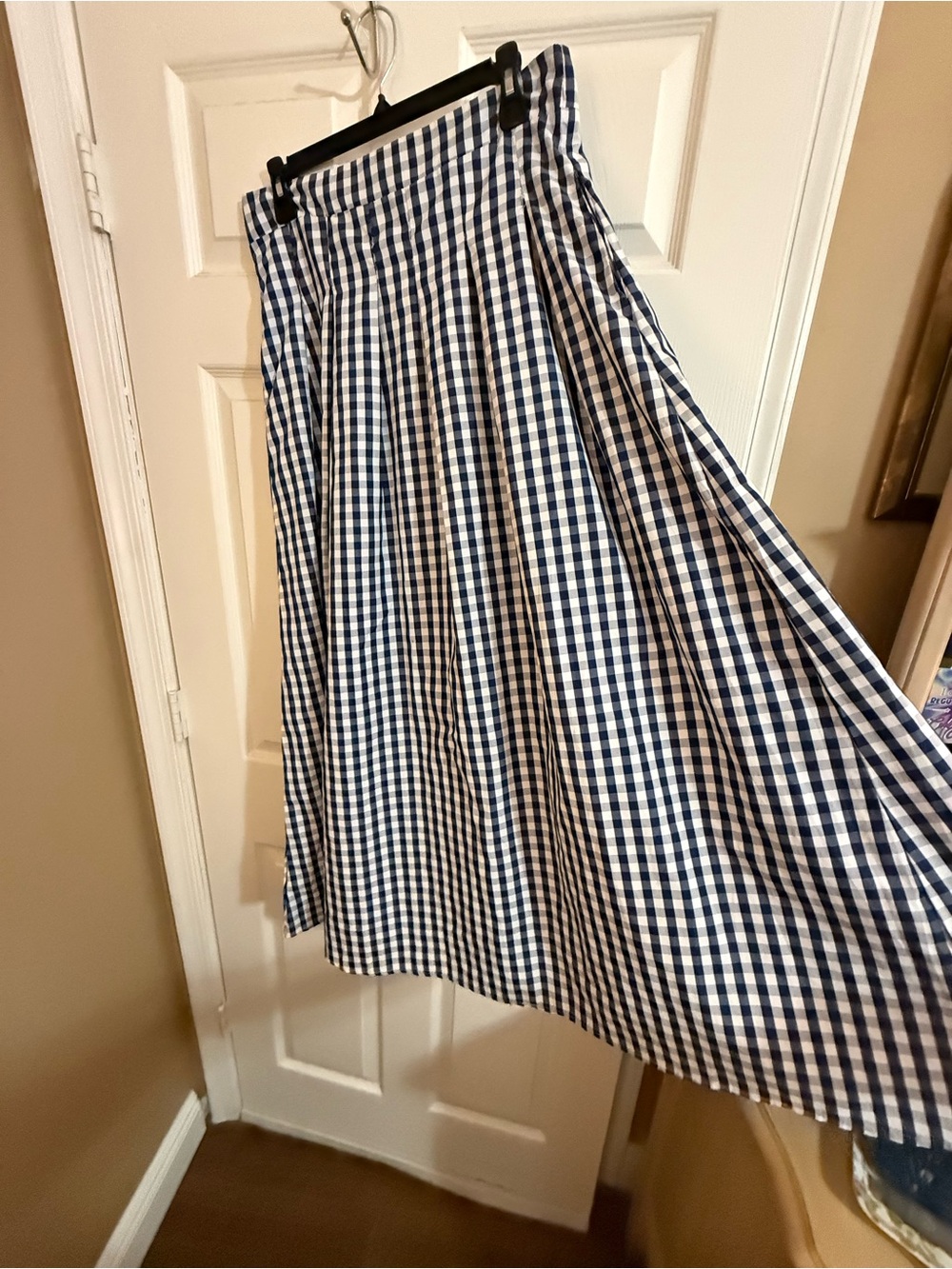 Zanzea Navy and White Gingham Circle Skirt